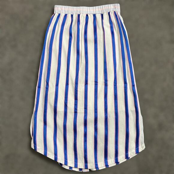 Joules Orielle Midi Skirt 2 Linen Blend Curved Hem Button Front Woven Coastal - Picture 5 of 11